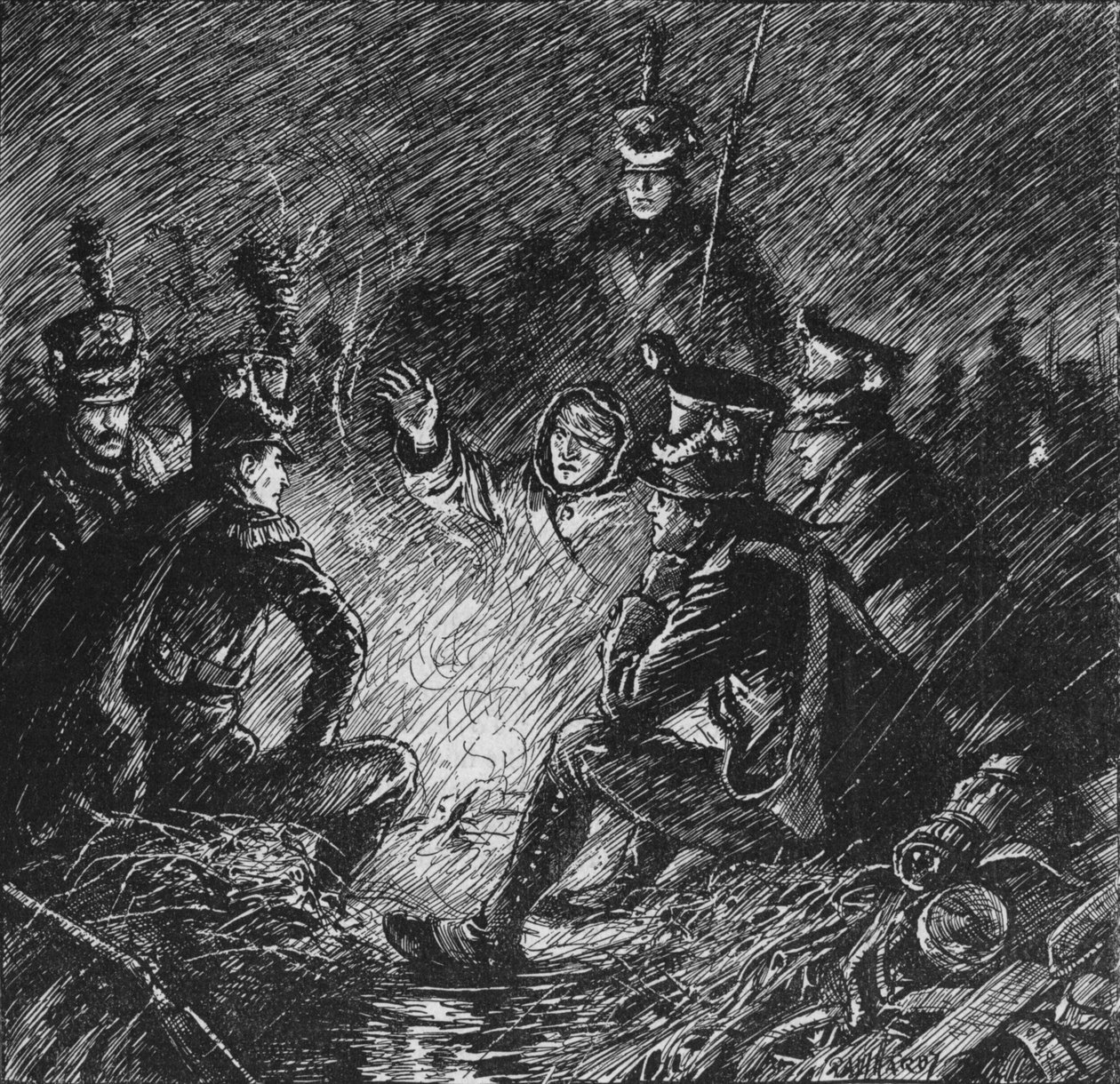 Både fransmän och allierade bivackade i lera och vatten, 1902 av Paul Hardy