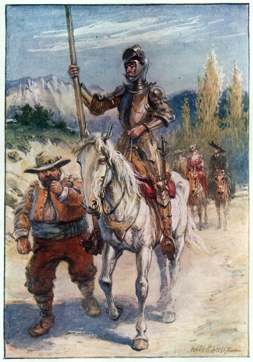 Vilken juvel presenterade hon dig vid din avresa, illustration från "The Adventures of Don Quixote", publicerad av G. Bell und Sons, Ltd., 1911 av Paul Hardy