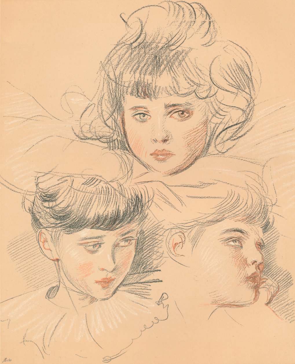 En skiss till ett porträtt av barn, c1897 av Paul Helleu