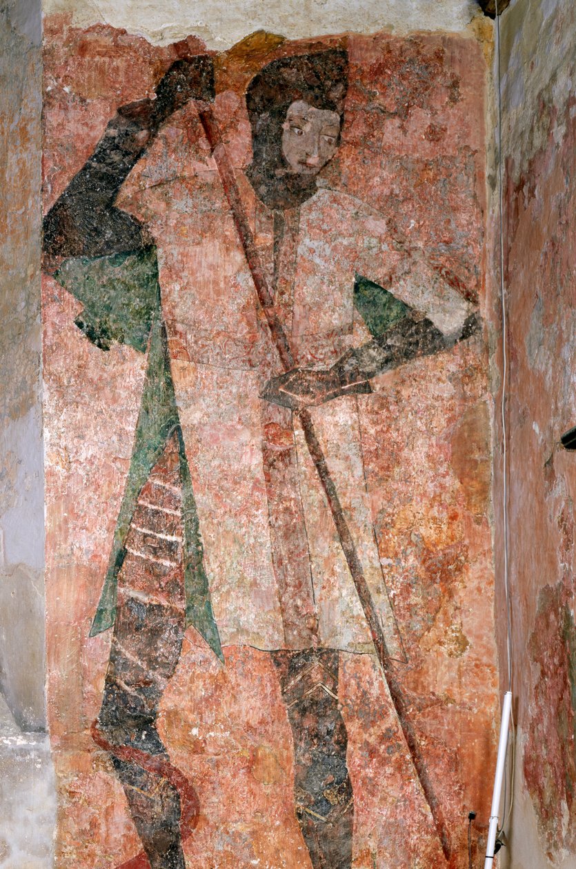 Väggmålning av St George i kapellet, Farleigh Hungerford Castle, Somerset, c2007 av Paul Highnam