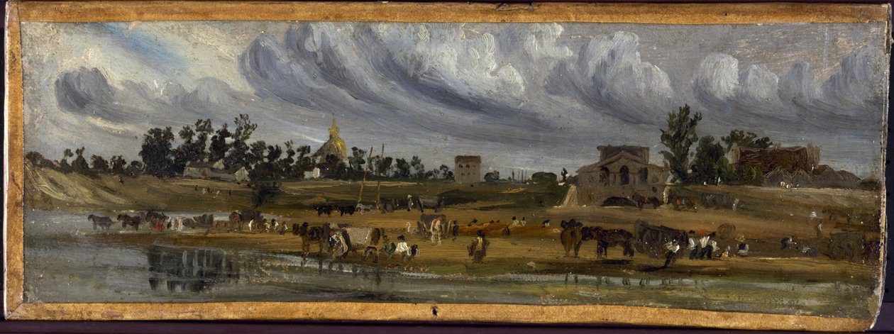 Seinebankarna vid barrière de la Cunette, nära Champ-de-Mars (1820), år 1820 (målning) av Paul Huet