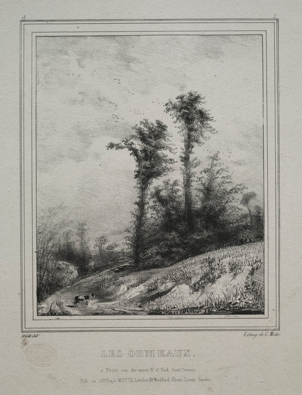 Landskap: Unga almträd, 1829. av Paul Huet