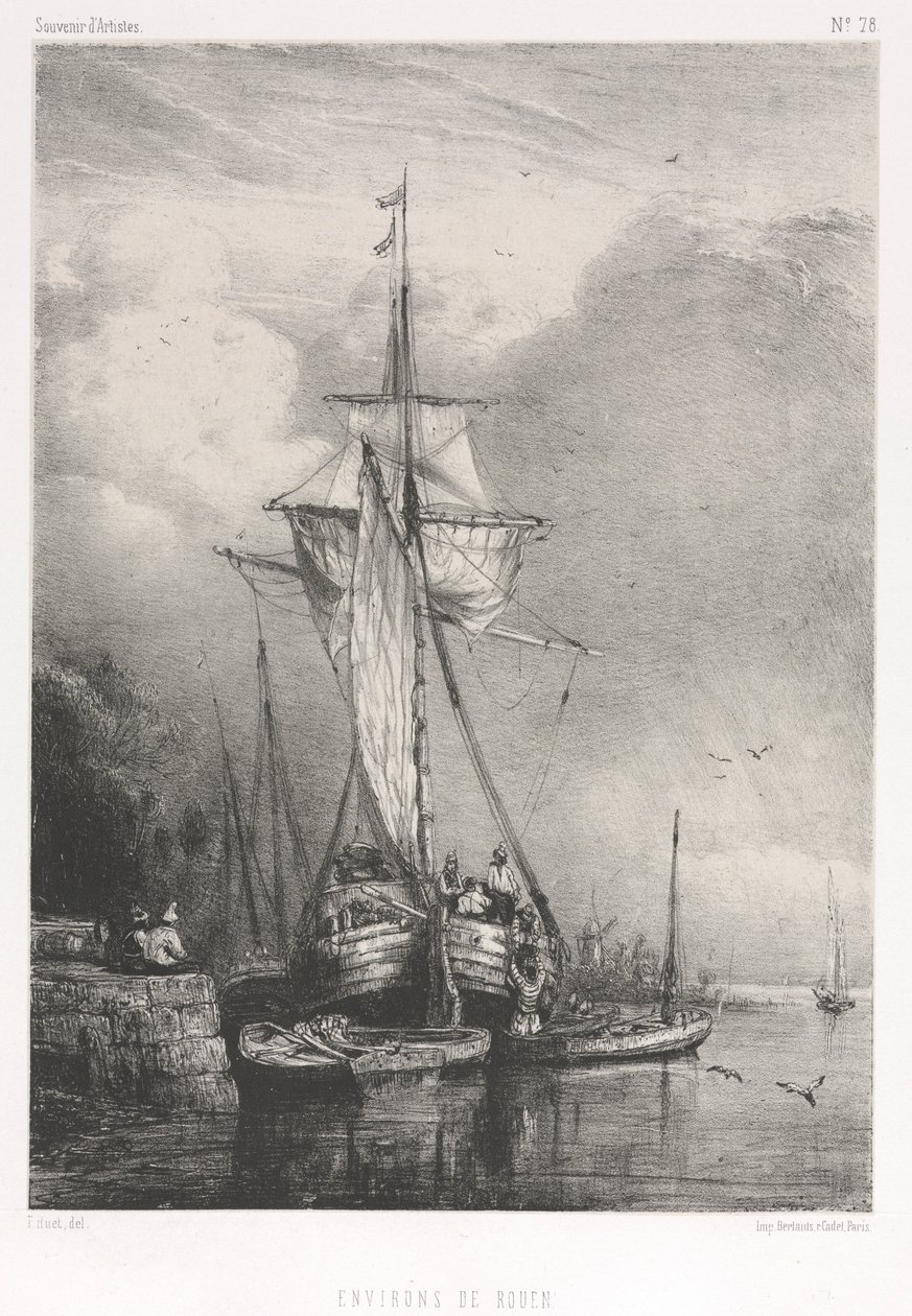 Souvenirs d Artistes No. 78: Six Marines: Surroundings of Rouen, 1832. av Paul Huet