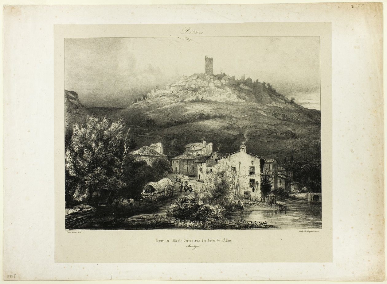Tornet i Mont-Perrou, sett från stranden av Allier (Auvergne) av Paul Huet