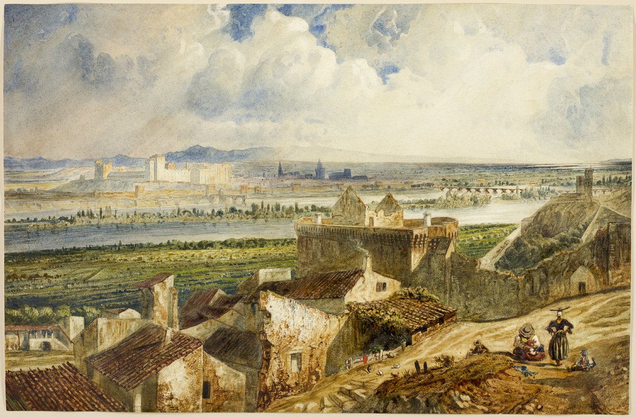 Utsikt över Avignon (från Villeneuve les Avignon) av Paul Huet