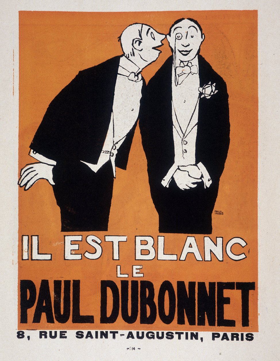 Reklam för alkoholer Paul Dubonnet av Paul Iribe (1883-1935) (två män i aftonklänning), "" Le Temoin"", 1907-12-28. av Paul Iribe