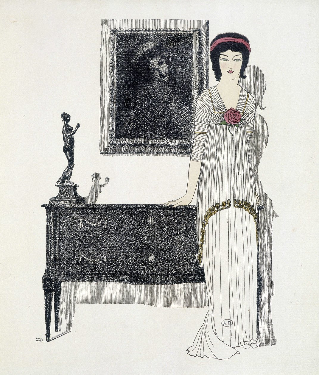 Skapandet av Paul Poiret från ""Les Dresses de Paul Poiret"", teckning av Paul Iribe. 1908 av Paul Iribe