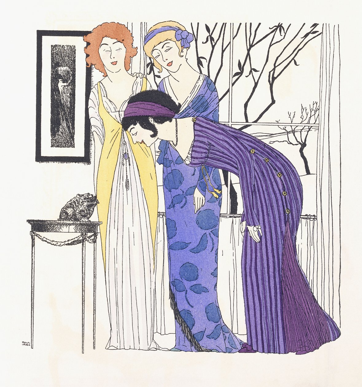 Tre damer och en potentiell Prince Charming (som en groda) av Paul Iribe