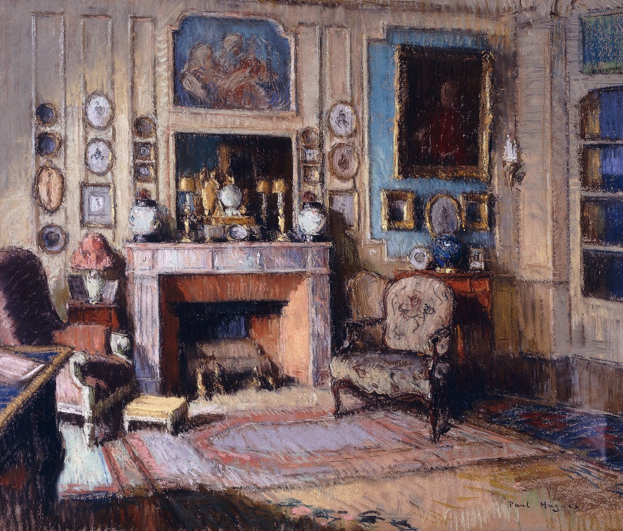 En interiör av en salongen (pastell) av Paul Jean Hugues
