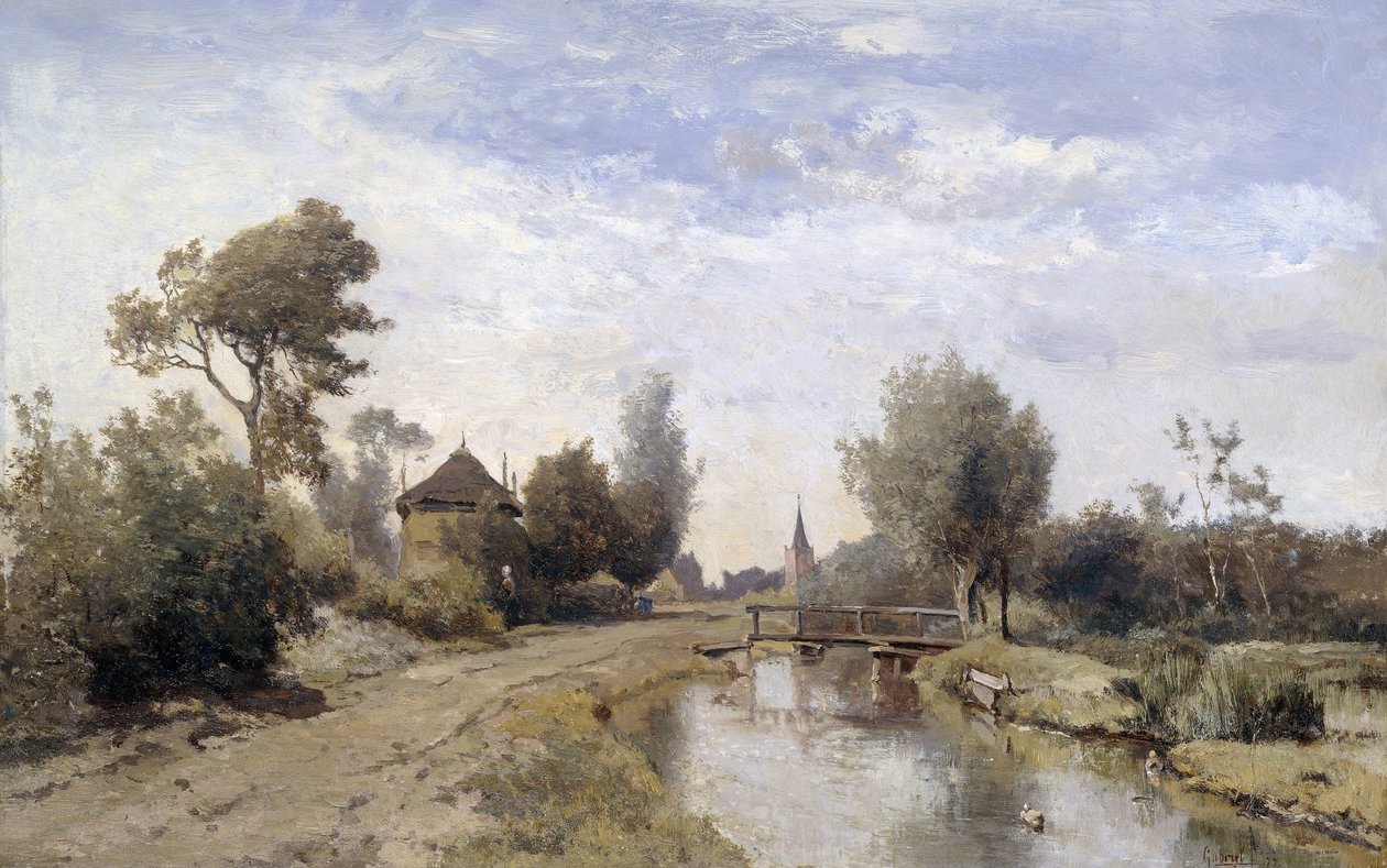 Landskap nära Kortenhoef av Paul Joseph Constantin Gabriël (signed by artist)