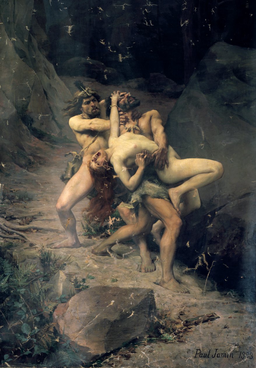 "En våldtäkt på stenåldern", 1888 av Paul Joseph Jamin