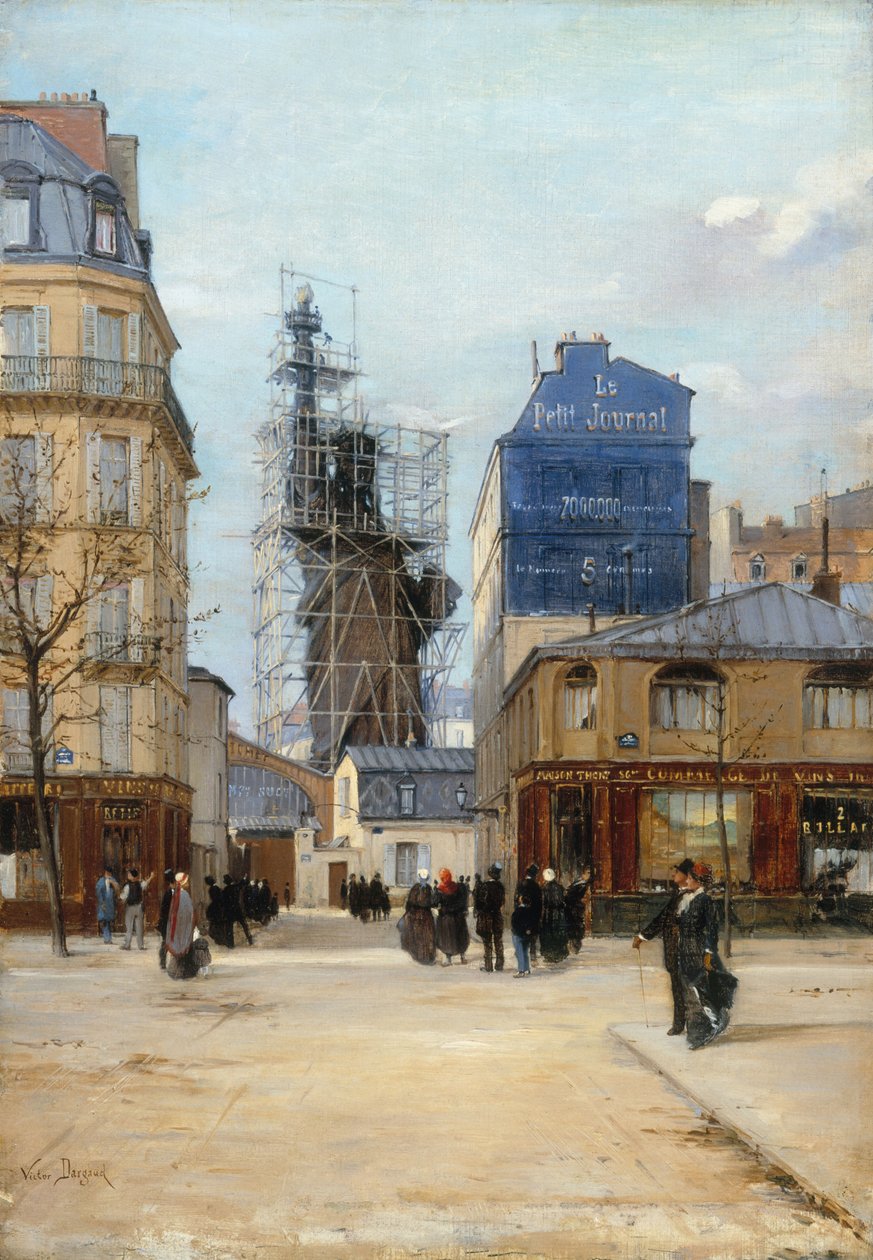 Bartholdis Frihetsgudinnan i verkstaden för Gadget, Gauhier & Cie. på Rue..., c1884. av Paul Joseph Victor Dargaud