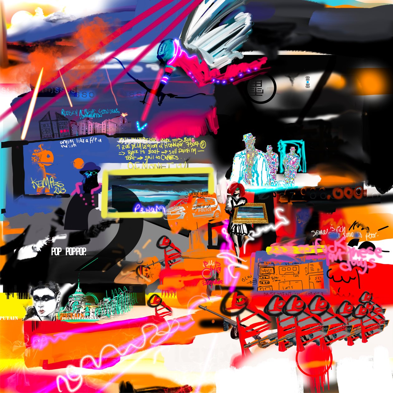Paris Mob, 2023 (digital konst) av Paul Kempton
