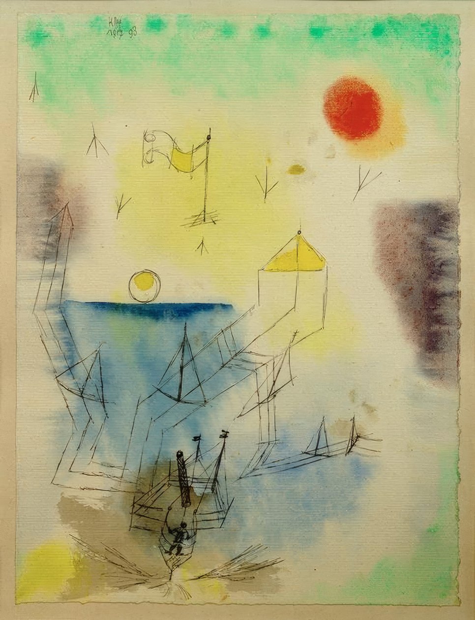 (Sjöfararen från Neuland börjar resan) av Paul Klee