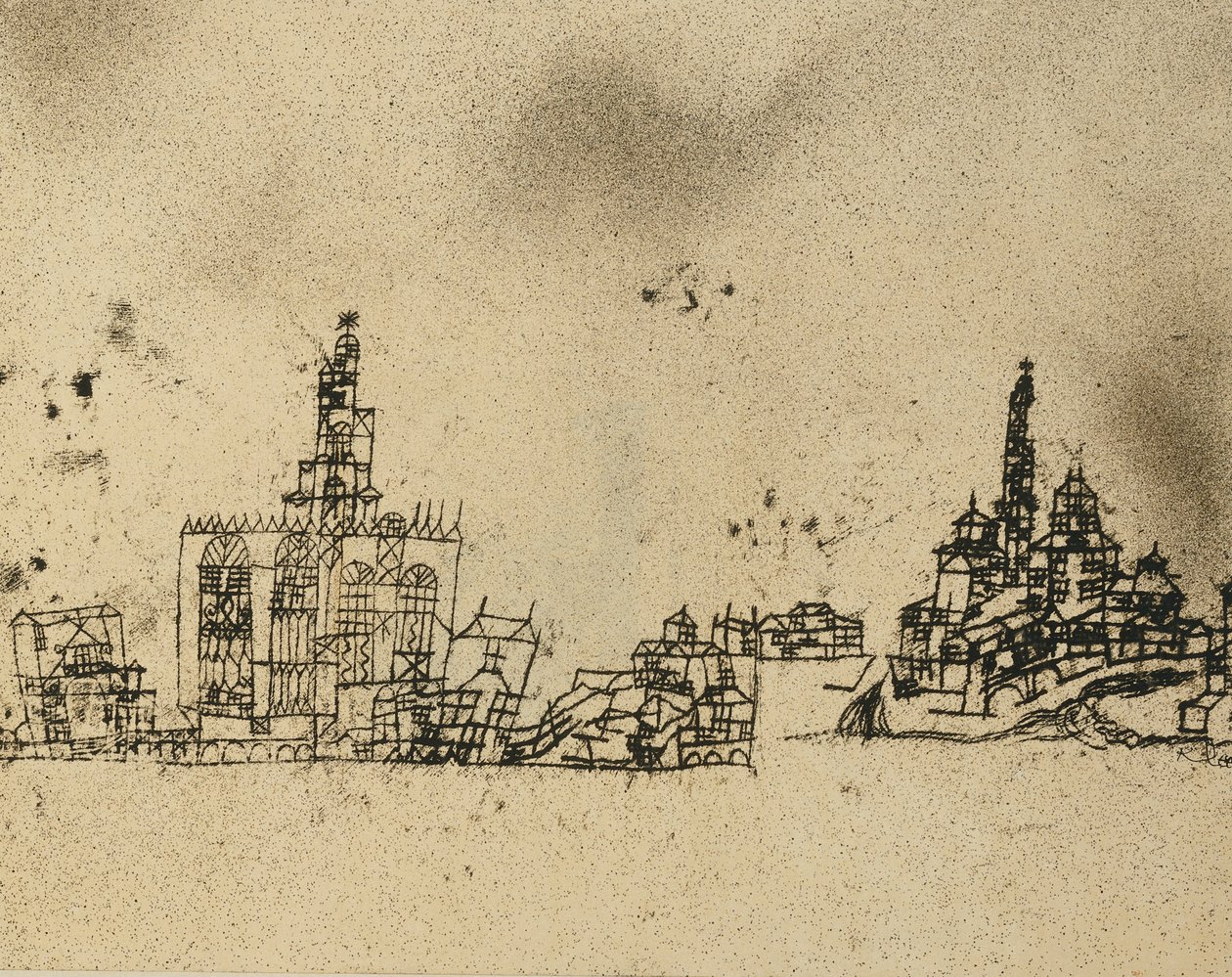 Forntida stad på vattnet; Gamla stan vid vattnet av Paul Klee