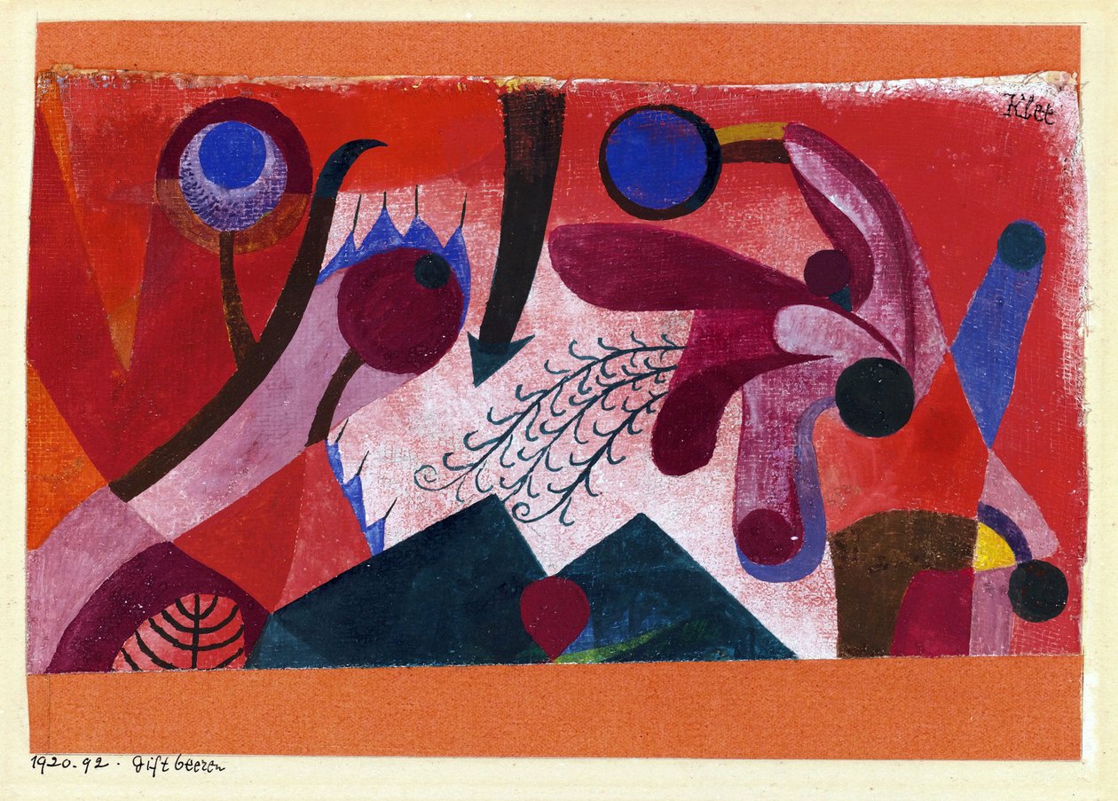 ""Poisonous Berries"" (Poisonous Berries) Akvarell av Paul Klee (1879-1940) 1920 Dim 15,4x22,2 cm Privat samling av Paul Klee