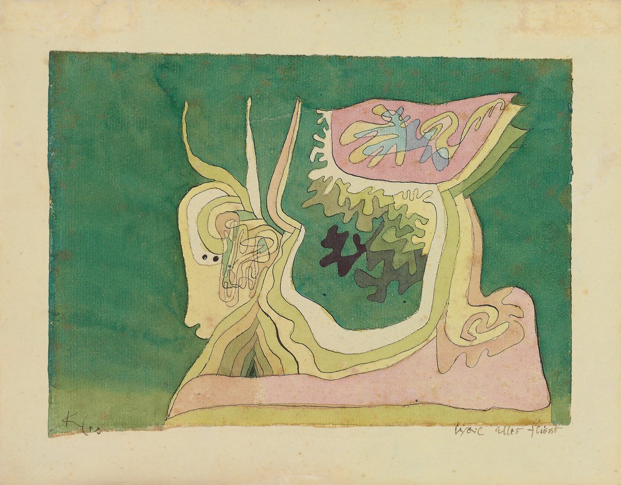 Eftersom allt flyter; Weil Alles Fliesst, ca 1929 (akvarell, penna och bläck på papper) av Paul Klee