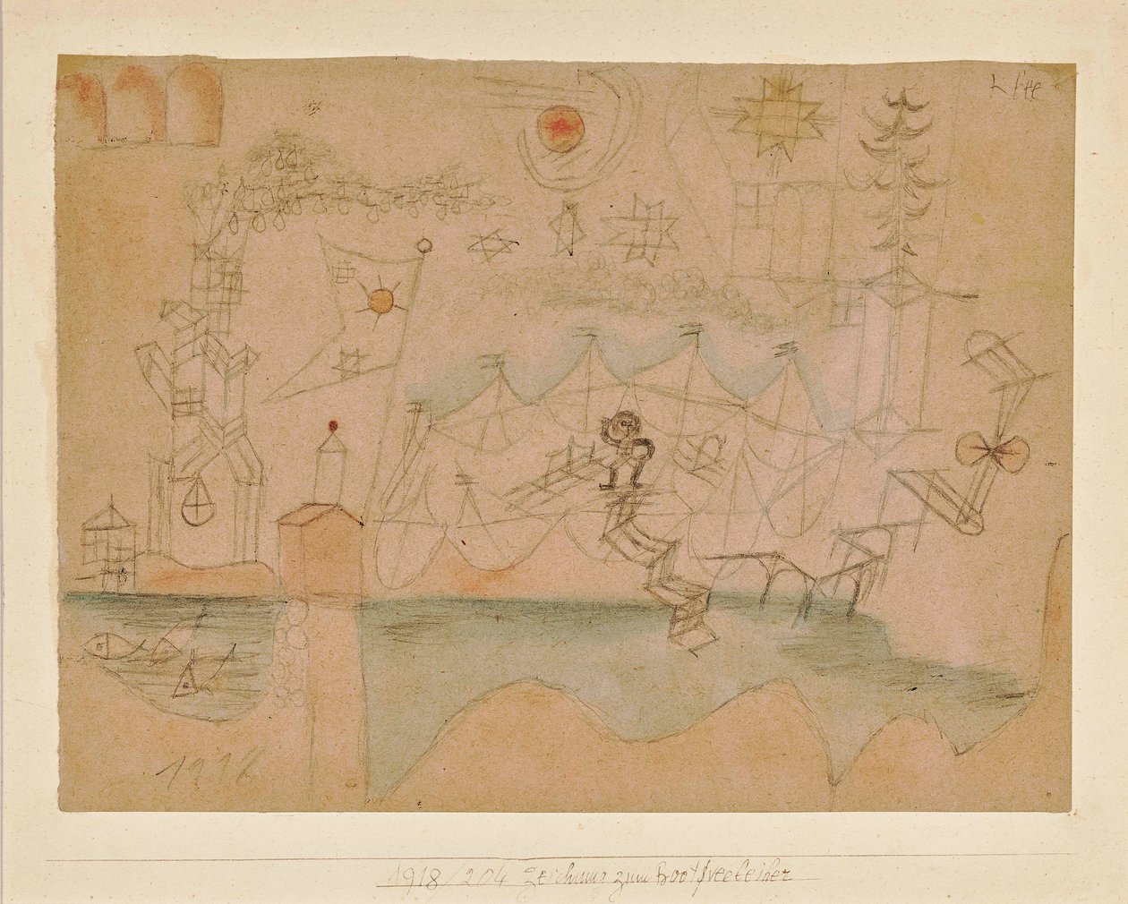 Ritning för båtuthyrningen, 1918. av Paul Klee
