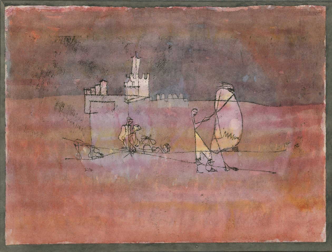 Avsnitt Before an Arab Town, 1923 av Paul Klee