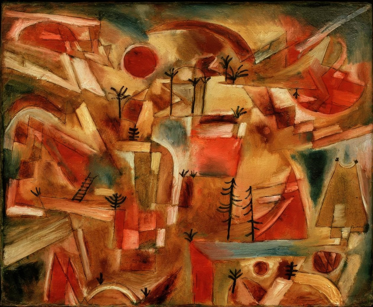 Stenlandskap (med palmer och granar) av Paul Klee