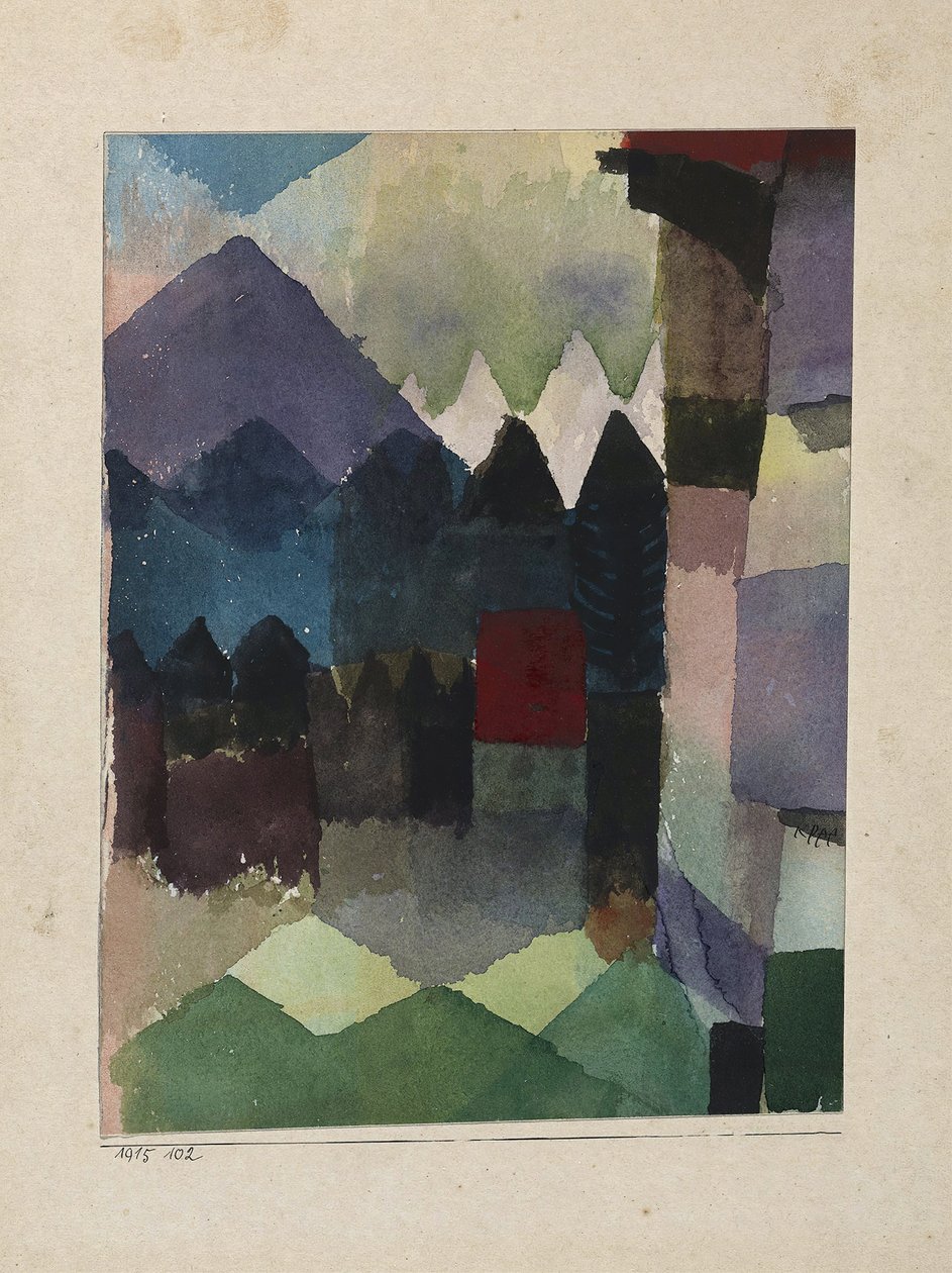 Föhn i Marcs trädgård, 1915. av Paul Klee