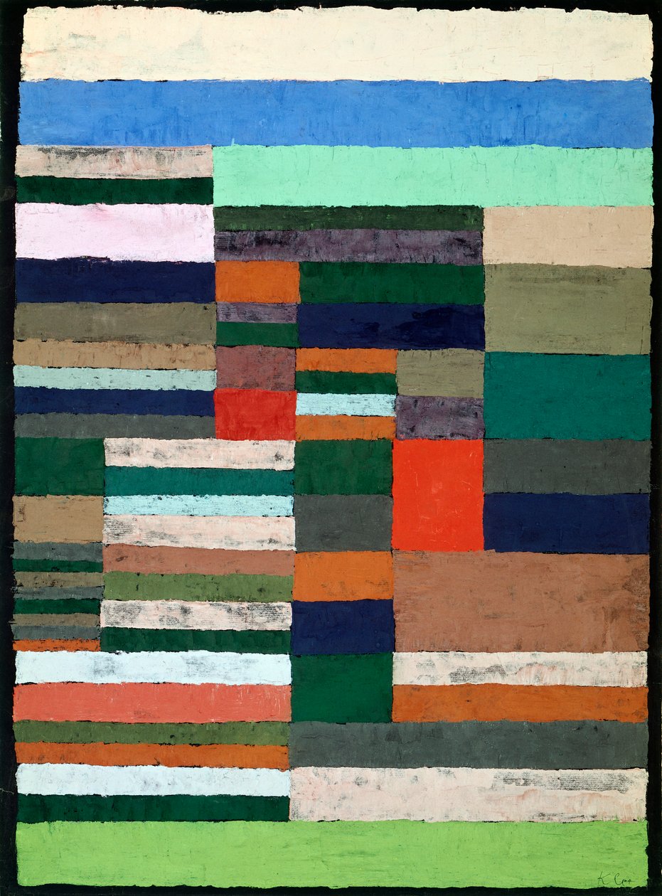 Individuell höjdmätning av ränder av Paul Klee (1879-1940), pastell på papper av Paul Klee