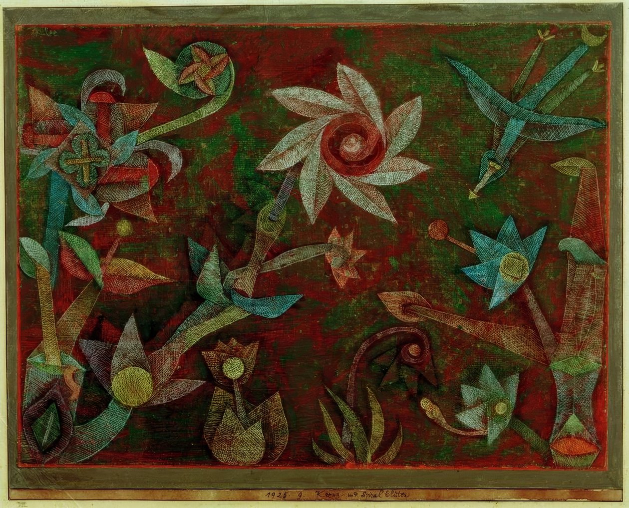 Kors och spiral blommor av Paul Klee
