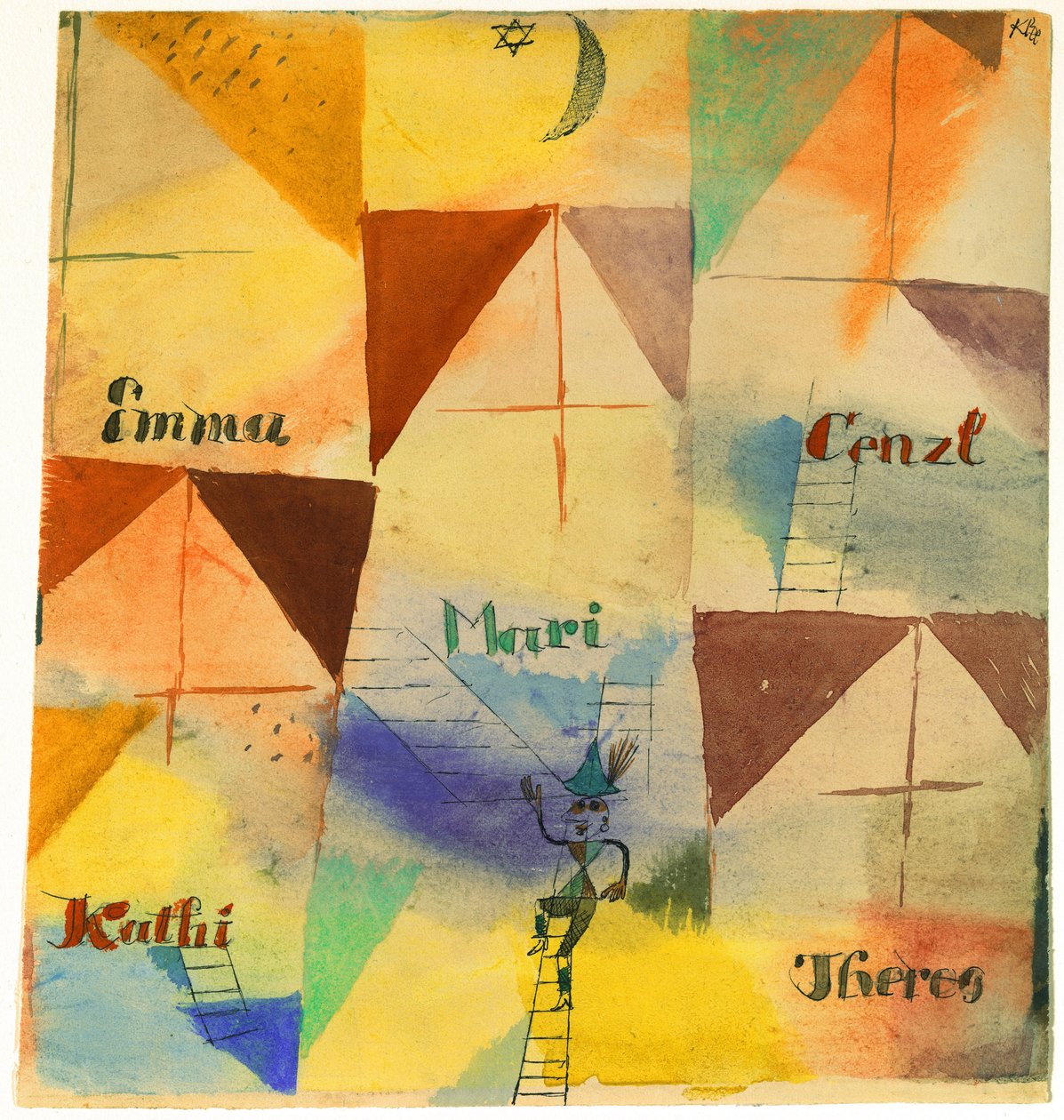 Le Don Juan bavarois - Den bayerske Don Giovanni, av Klee, Paul (1879-1940). Akvarell och tusch på papper av Paul Klee
