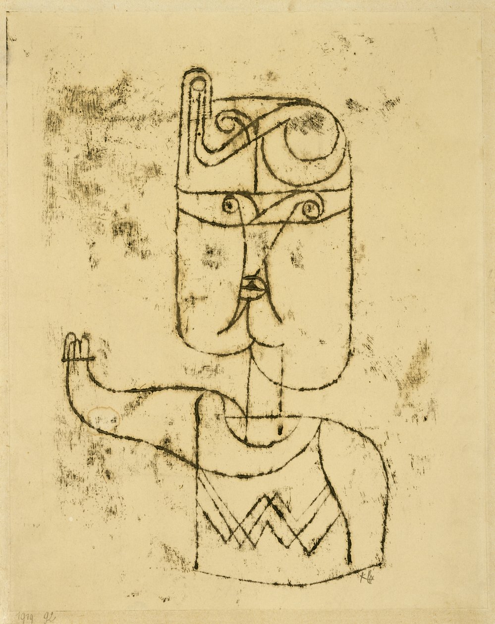 Matematisk bild. 1919 (oljeöverföringsritning på papper, monterad på kartong) av Paul Klee