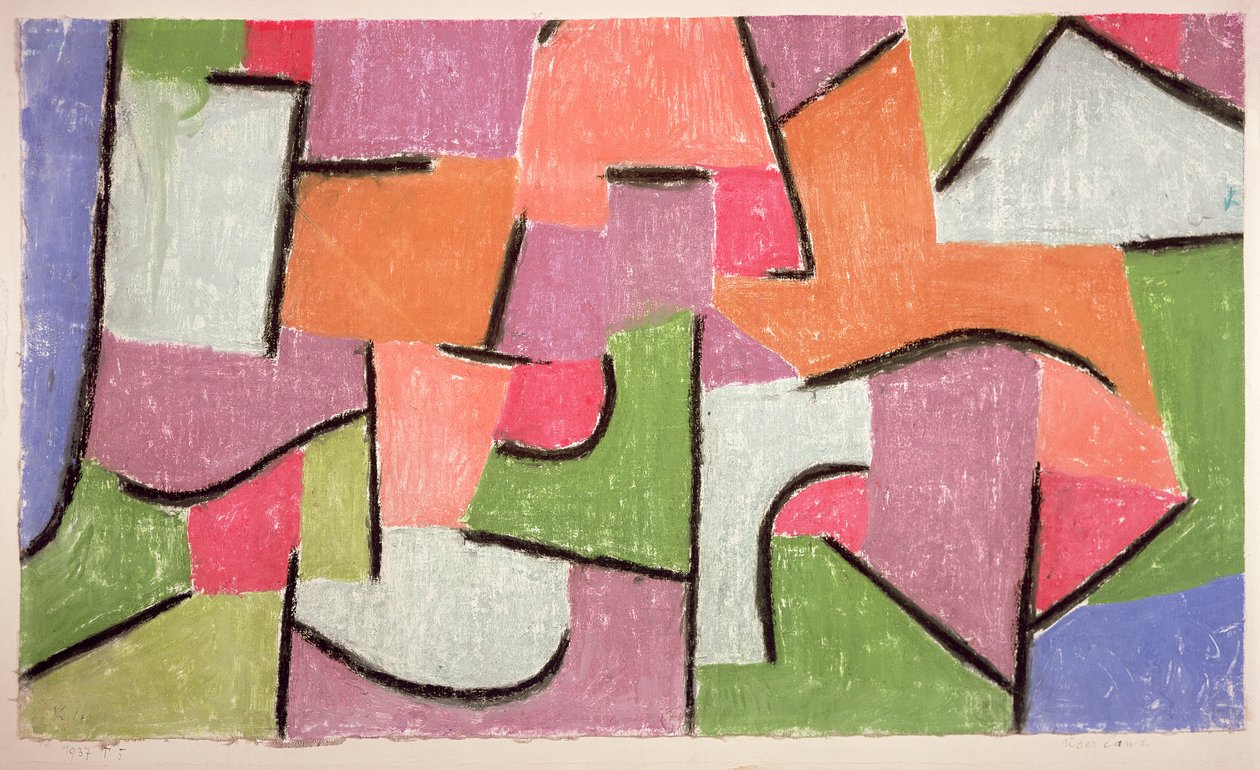 Overland (Uberland) 1937 (pastell på linne) av Paul Klee