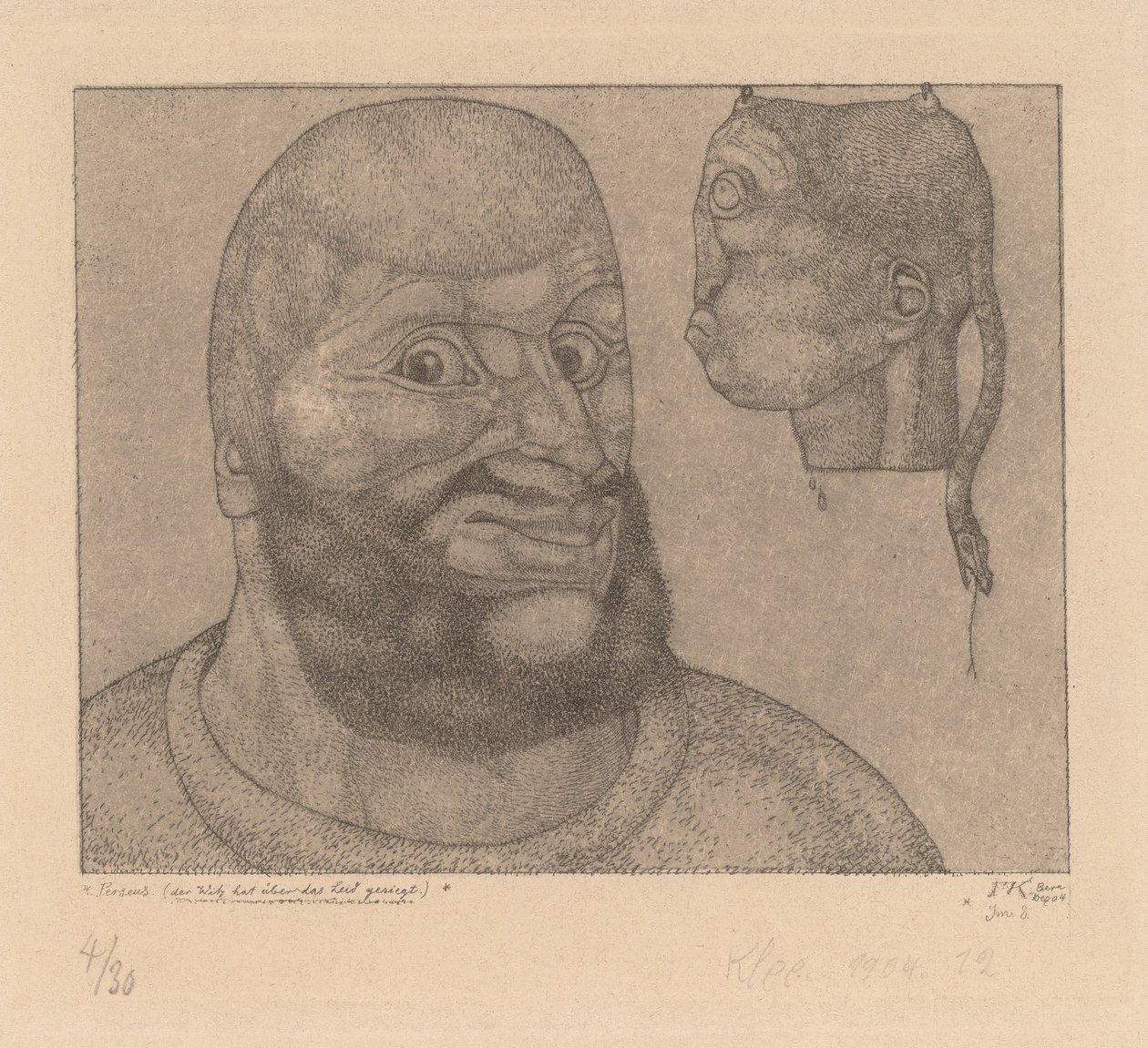 Perseus (vitt har segrat över sorgen) [Perseus-Hjärnans triumf över kroppen] av Paul Klee
