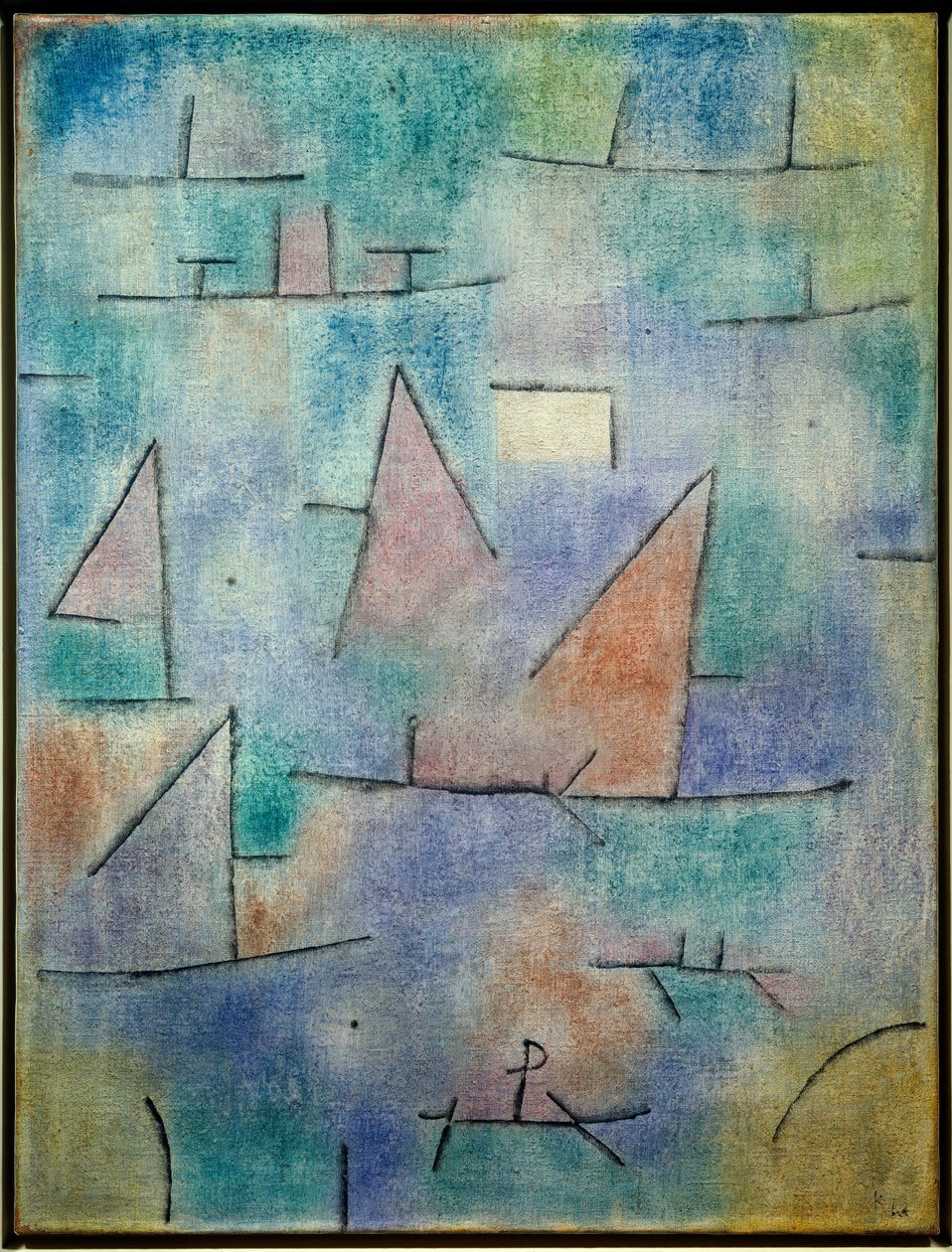 Hamn och segelbåtar av Paul Klee