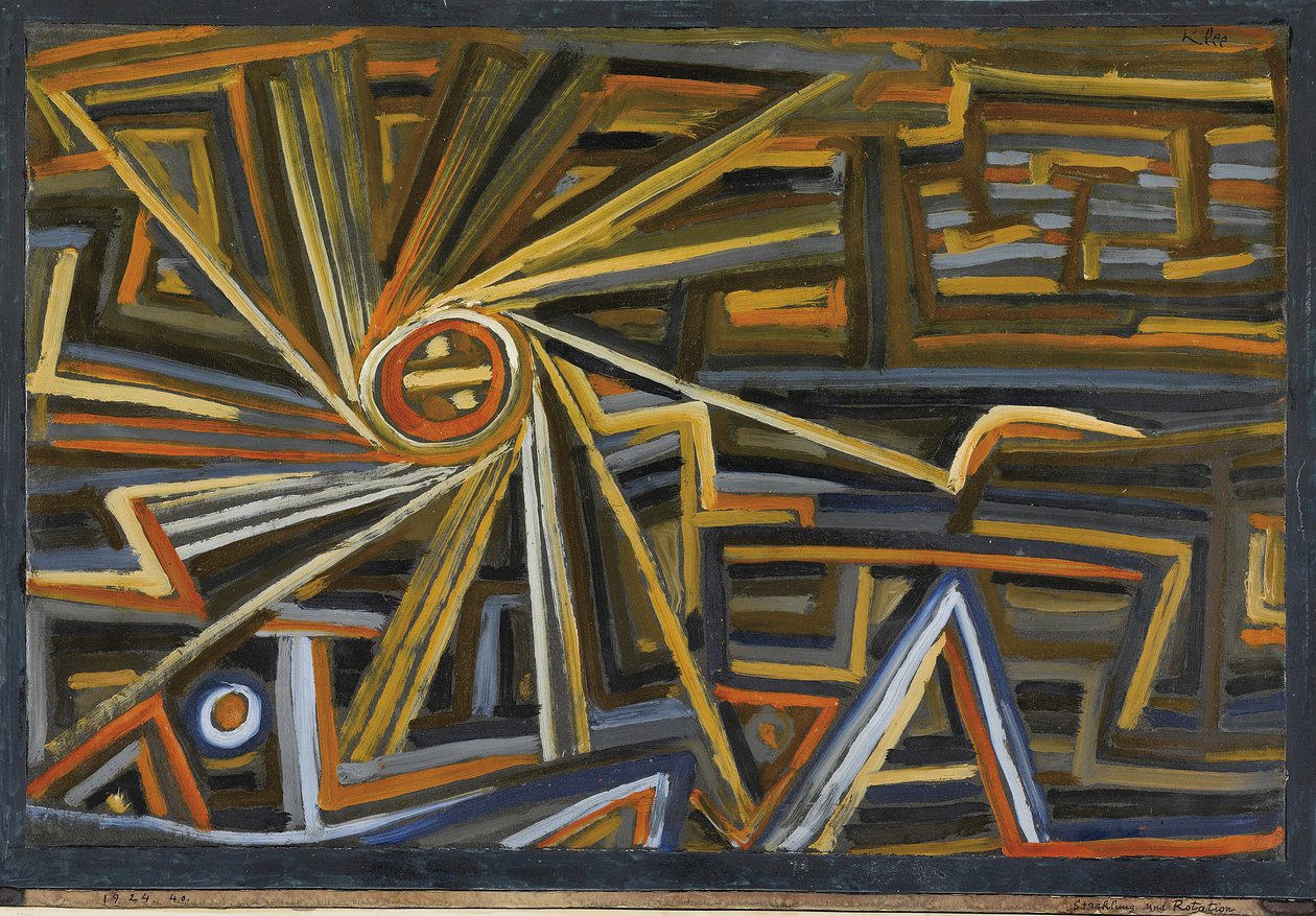Strålning och rotation av Klee, Paul (1879-1940). Olja på papper, storlek: 35,6x52 av Paul Klee