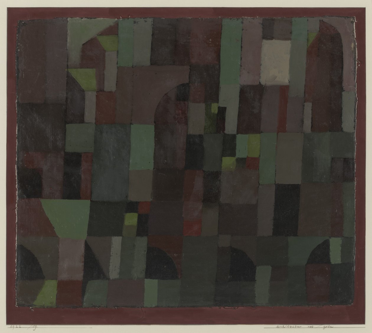 Röd/grön arkitektur (gul/violett gradering) av Paul Klee