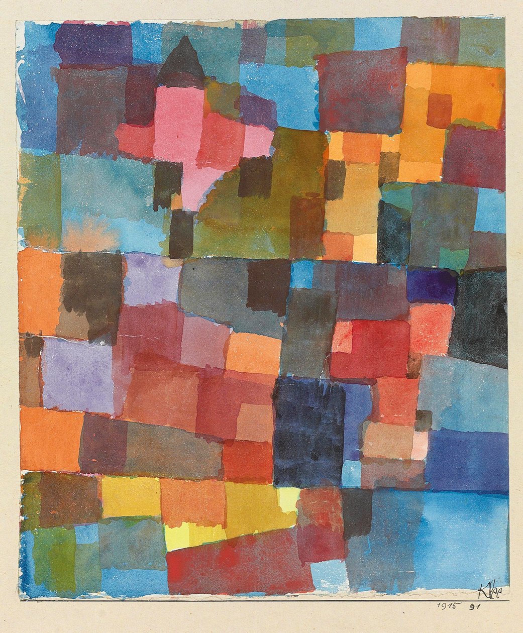 Rumsarkitekturer på kallt-varmt, 1915. av Paul Klee