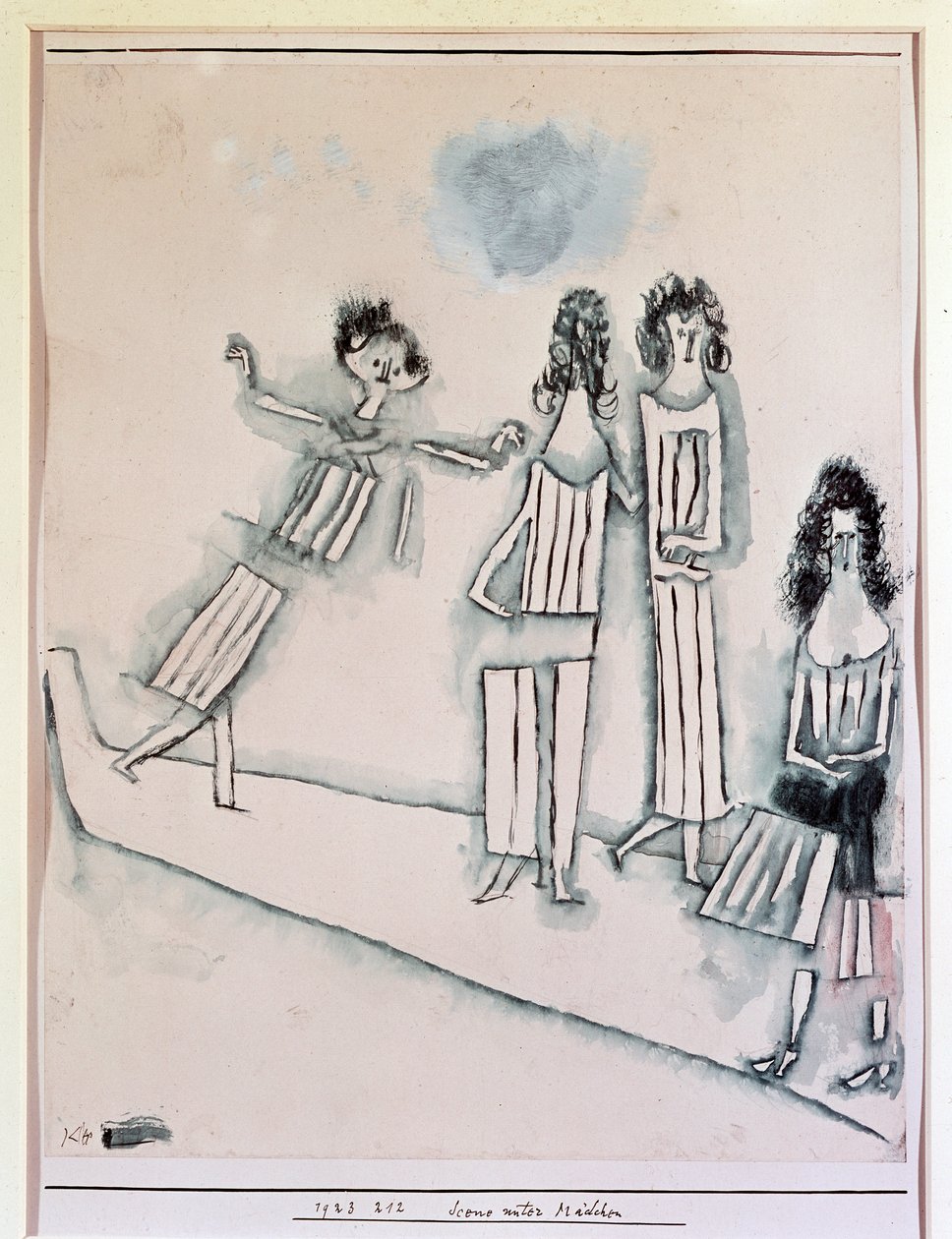 Scen med flickor (teckning, 1900-talet) av Paul Klee