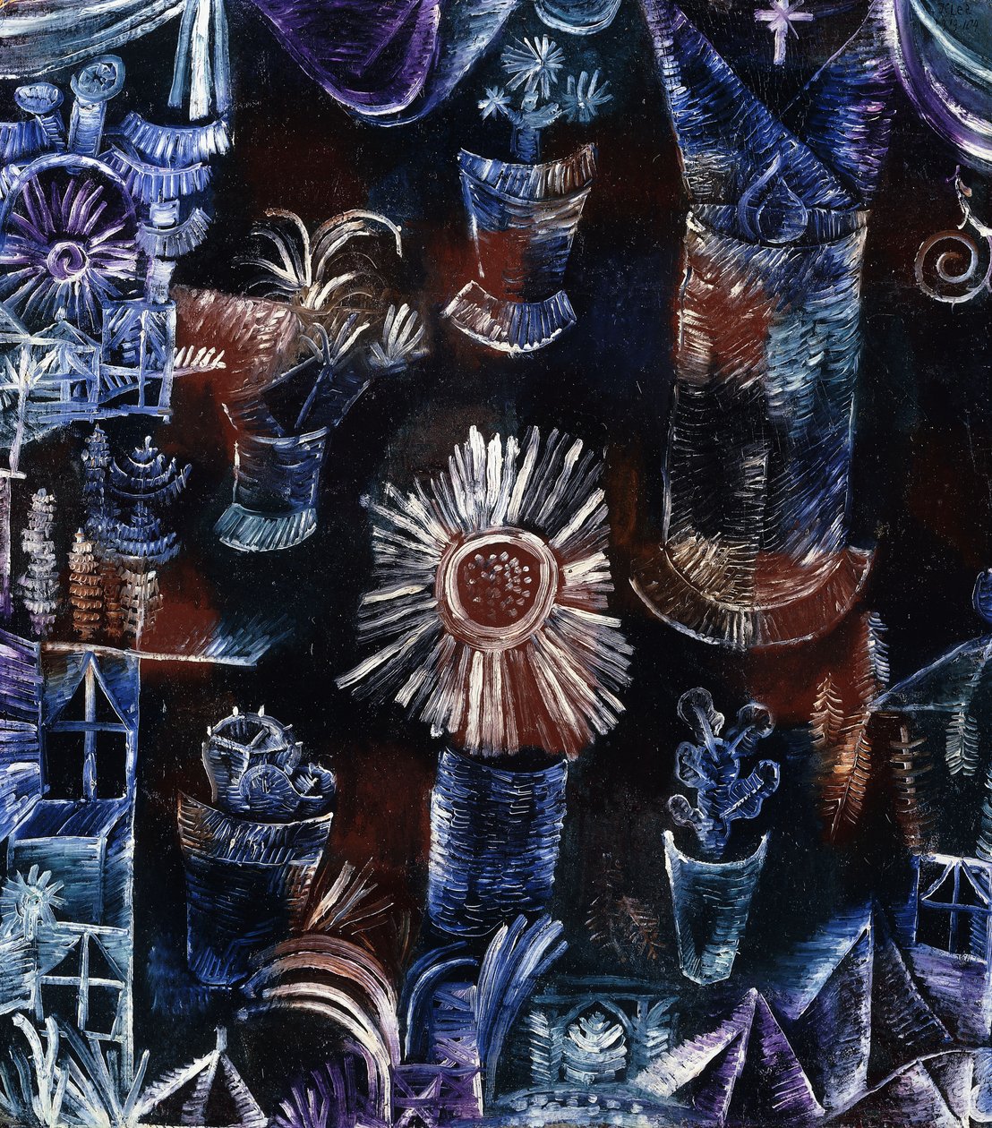 Stilleben med tistel; Stilleben med tistelblomman av Paul Klee