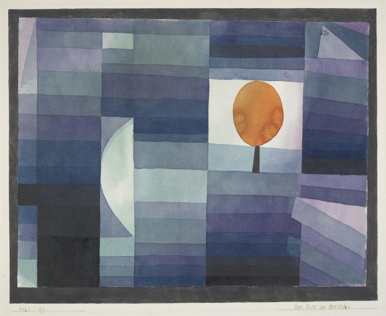 Höstens förebud grön/violett nyans med orange accent av Paul Klee
