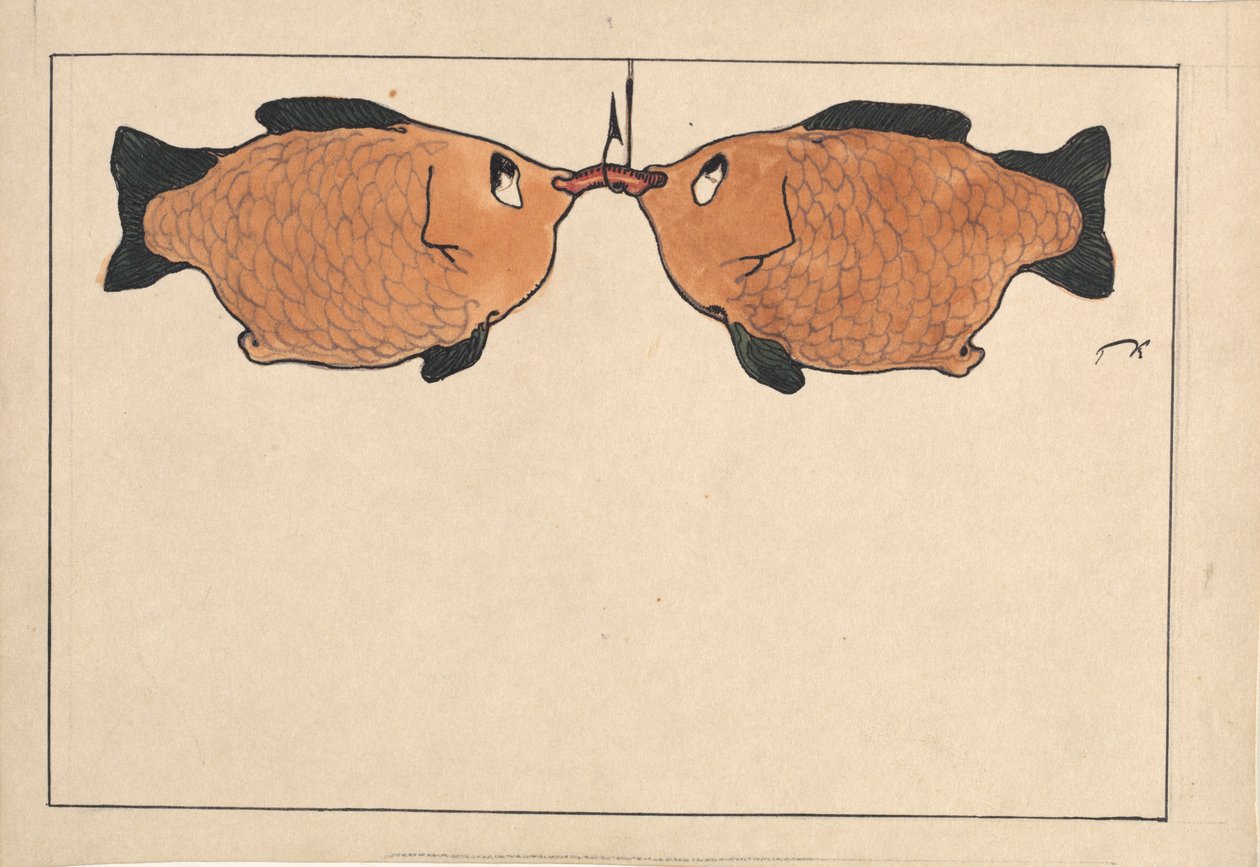 Utan titel Två fiskar, en krok, en mask, 1901. av Paul Klee