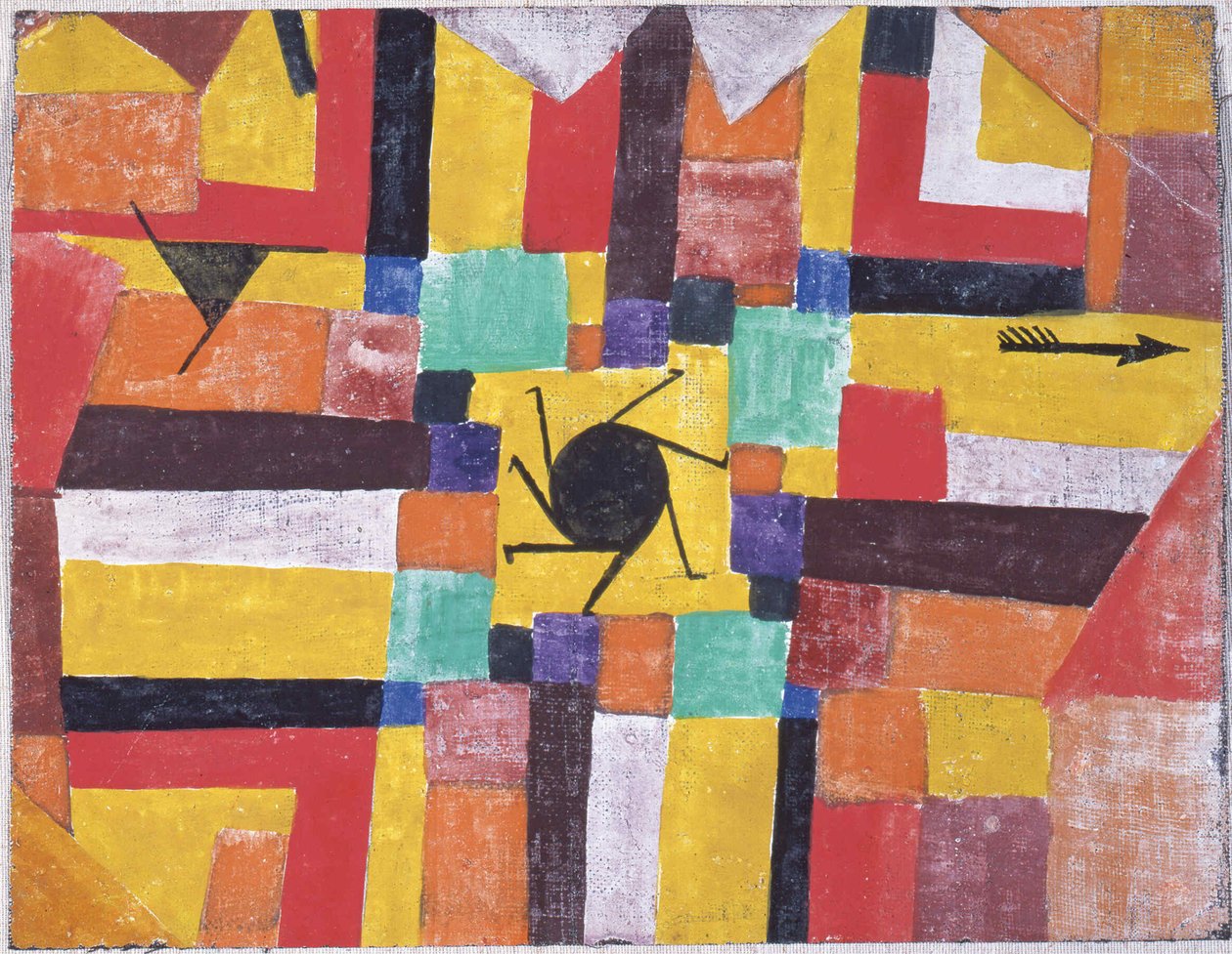 Med den roterande svarta solen och pilen, 1919. av Paul Klee