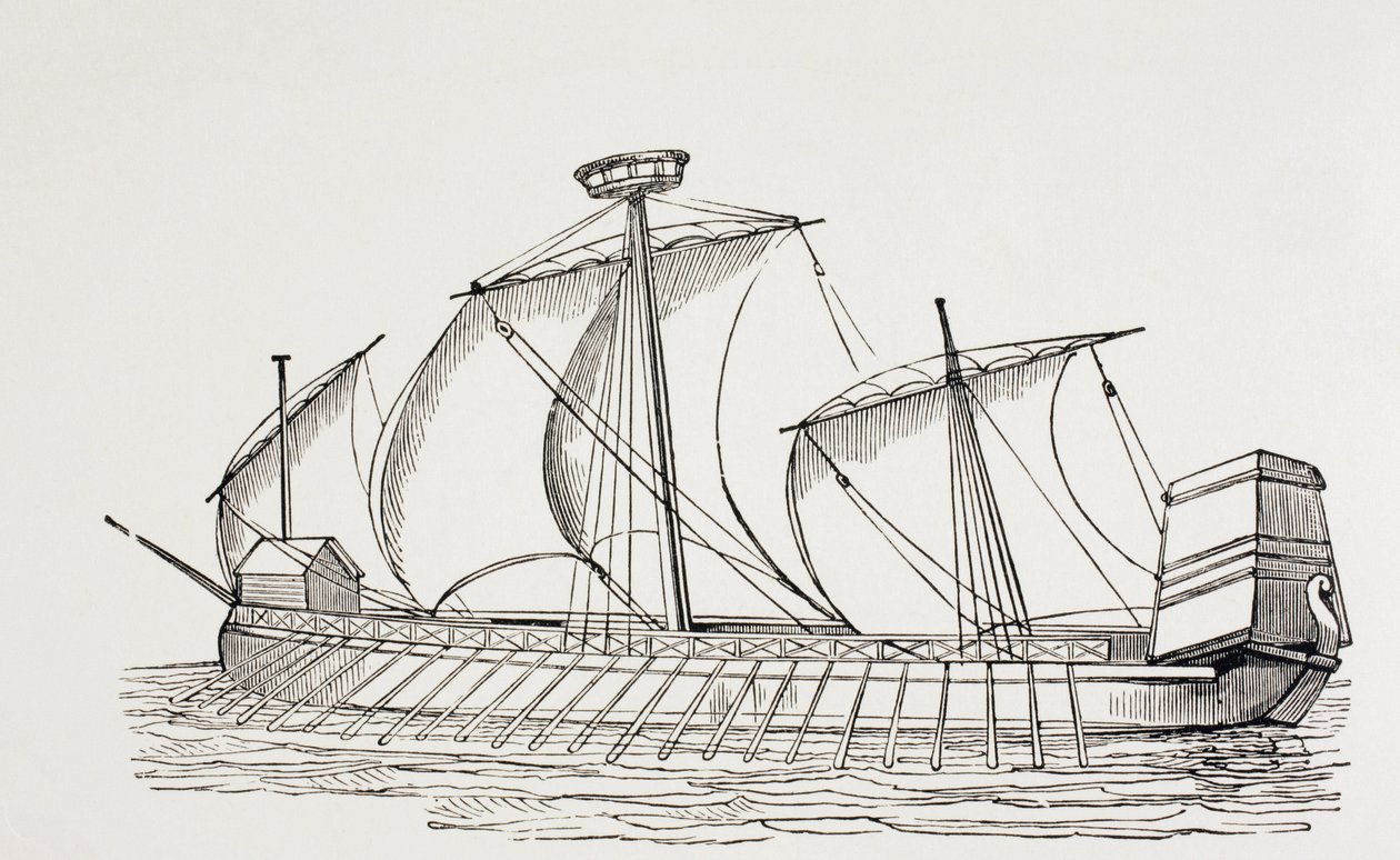 16th Century Three Masted Galley med fyrkantiga segel. av Paul Lacroix