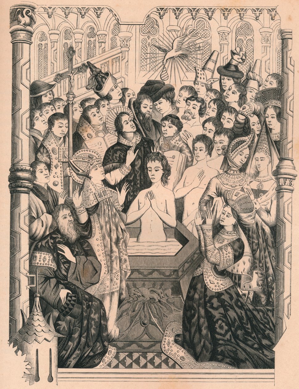 Dop av kung Clovis I, 1400-talet, 1849. av Paul Lacroix