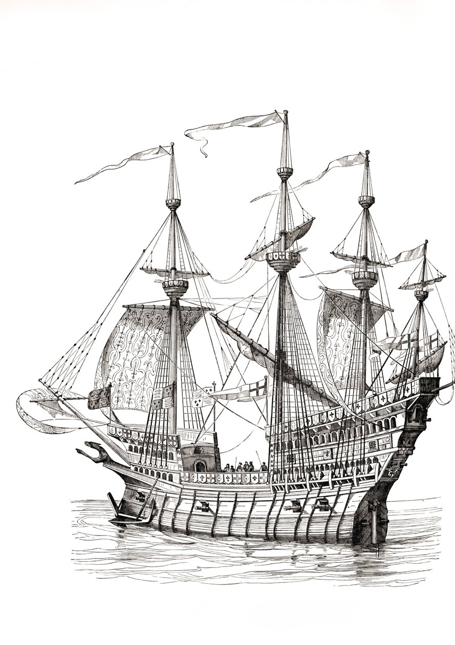 Krigsman som 1520 förde kung Henrik VIII från England till Frankrike för mötet med kung Frans I på fältet vid guldtyget. Efter en teckning av Holbein. av Paul Lacroix