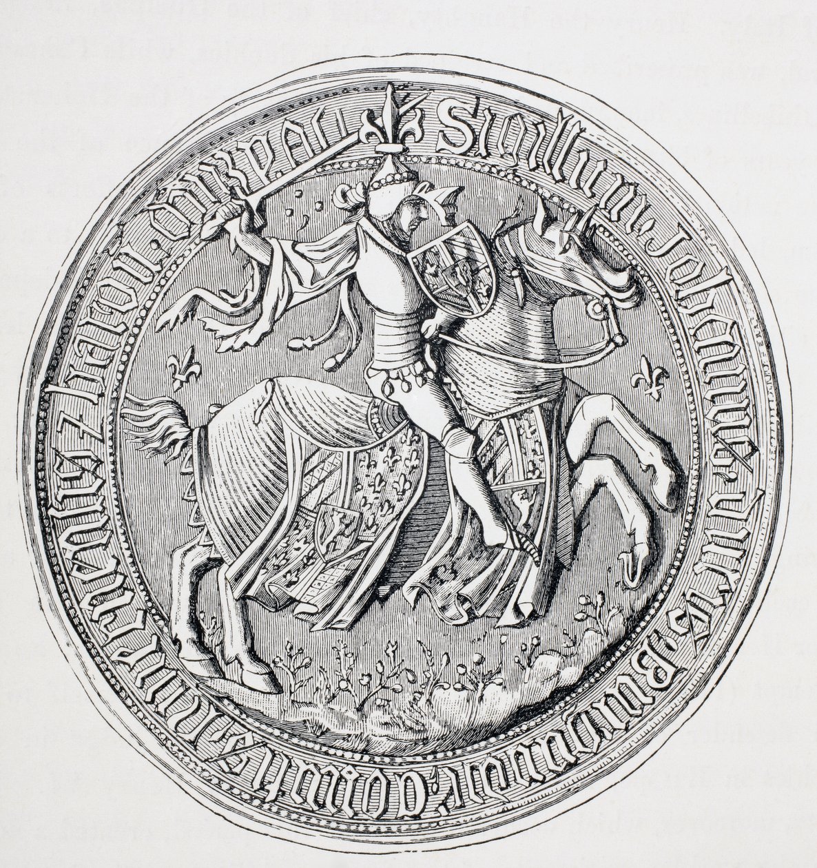 Sigill av Jean Ii, hertig av Burgund, greve av Nevers och baron av Donzy 1371 - 1419. av Paul Lacroix