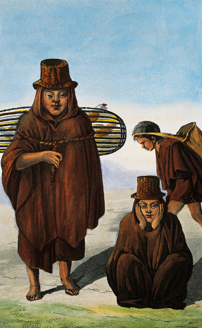 Fjäderfäsäljare, tiggare och arbetare, Colombia, gravyr av Paul Legrand från Travels in the Republic of Colombia åren 1822 och 1823, av Gaspard Theodore Mollien (1796-1872), Sydamerika av Paul Legrand