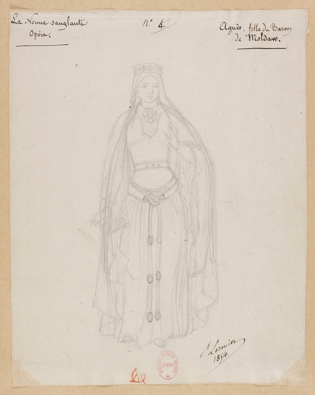 Gounod - Den blodiga nunnan - Fyra kostymmodeller av Paul Lormier - 4. Agnes, dotter till Baron Moldaw av Paul Lormier