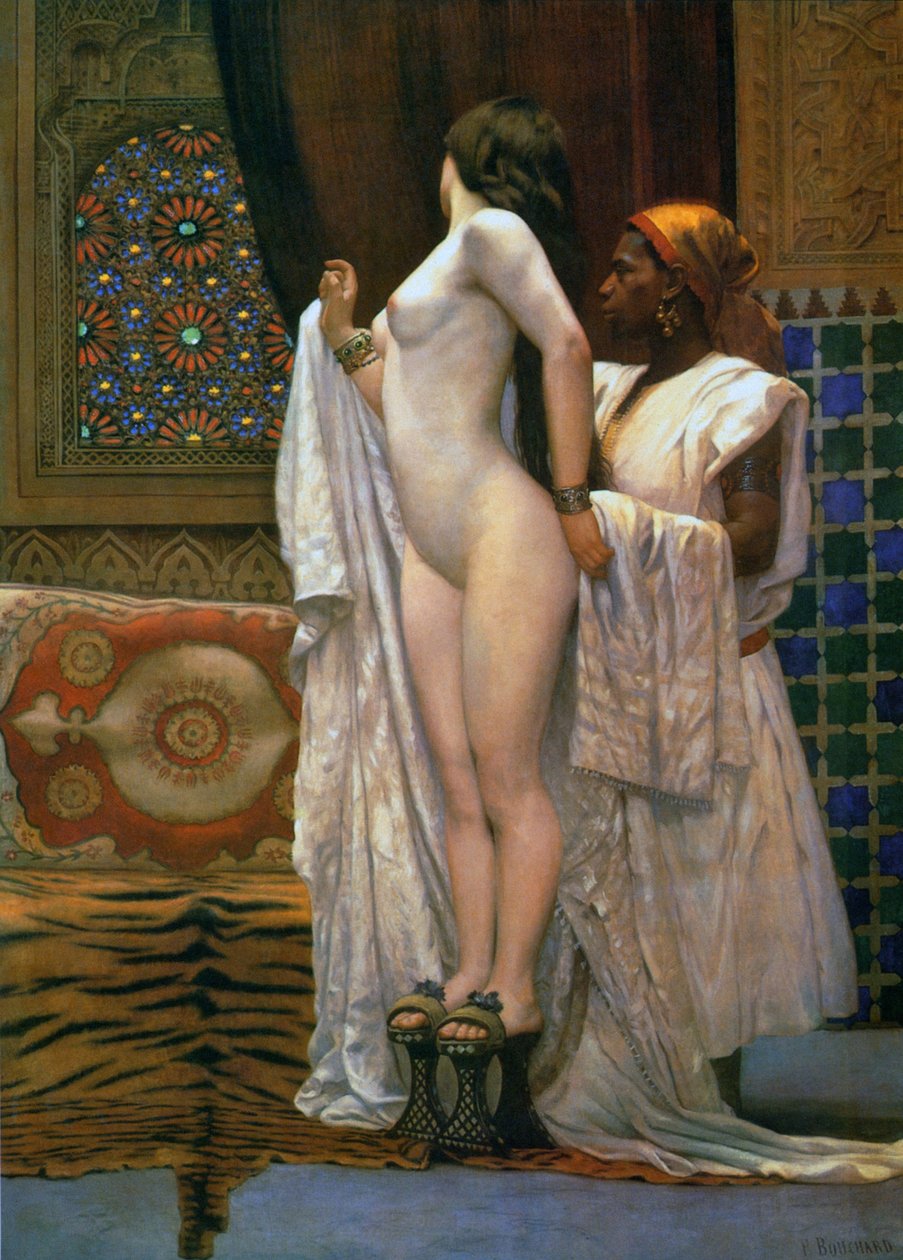 Harem: After the Bath, ca 1894 (färg litho) av Paul Louis Bouchard
