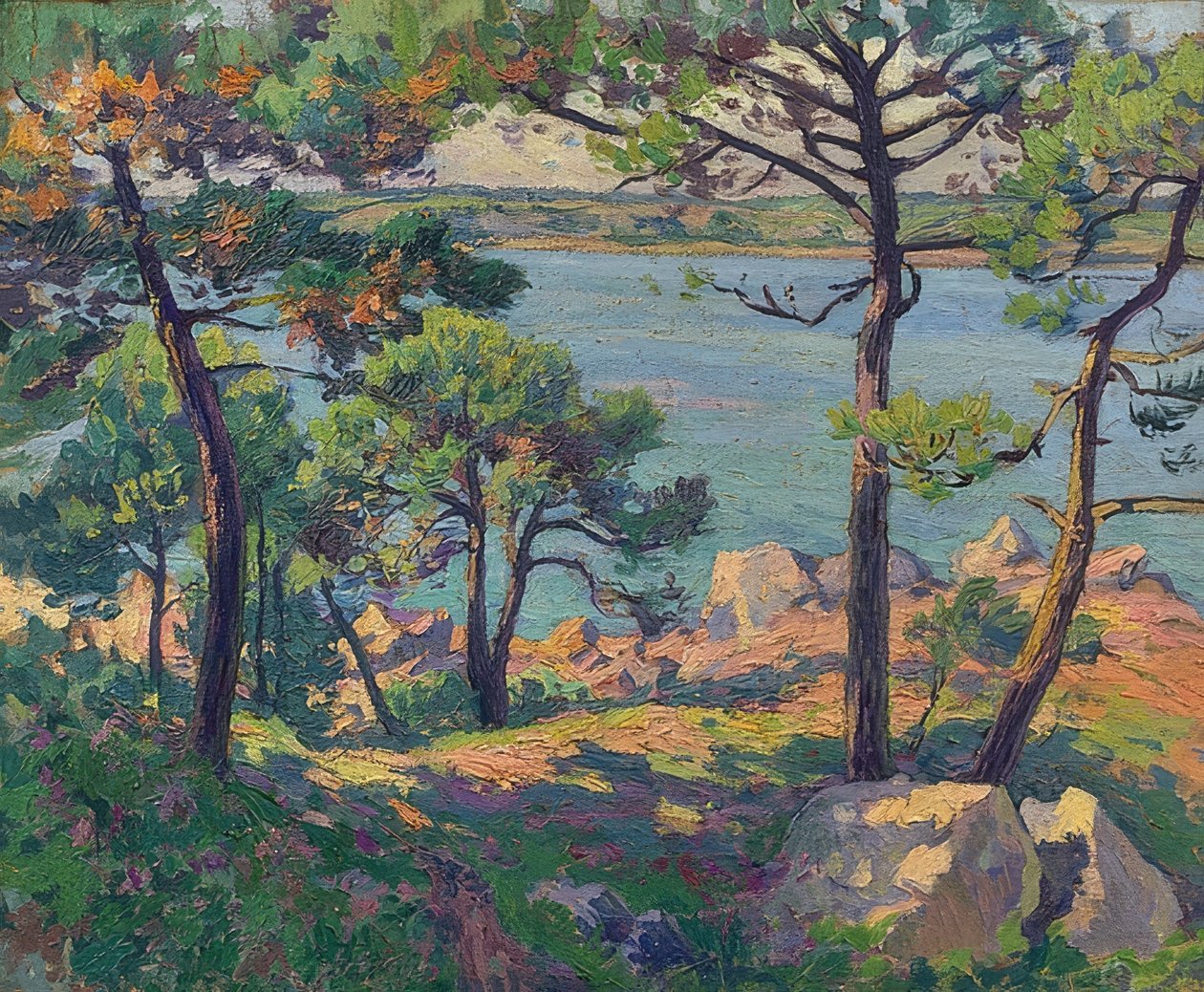 Tallar vid floden Trieux. 1913 av Paul Madeline