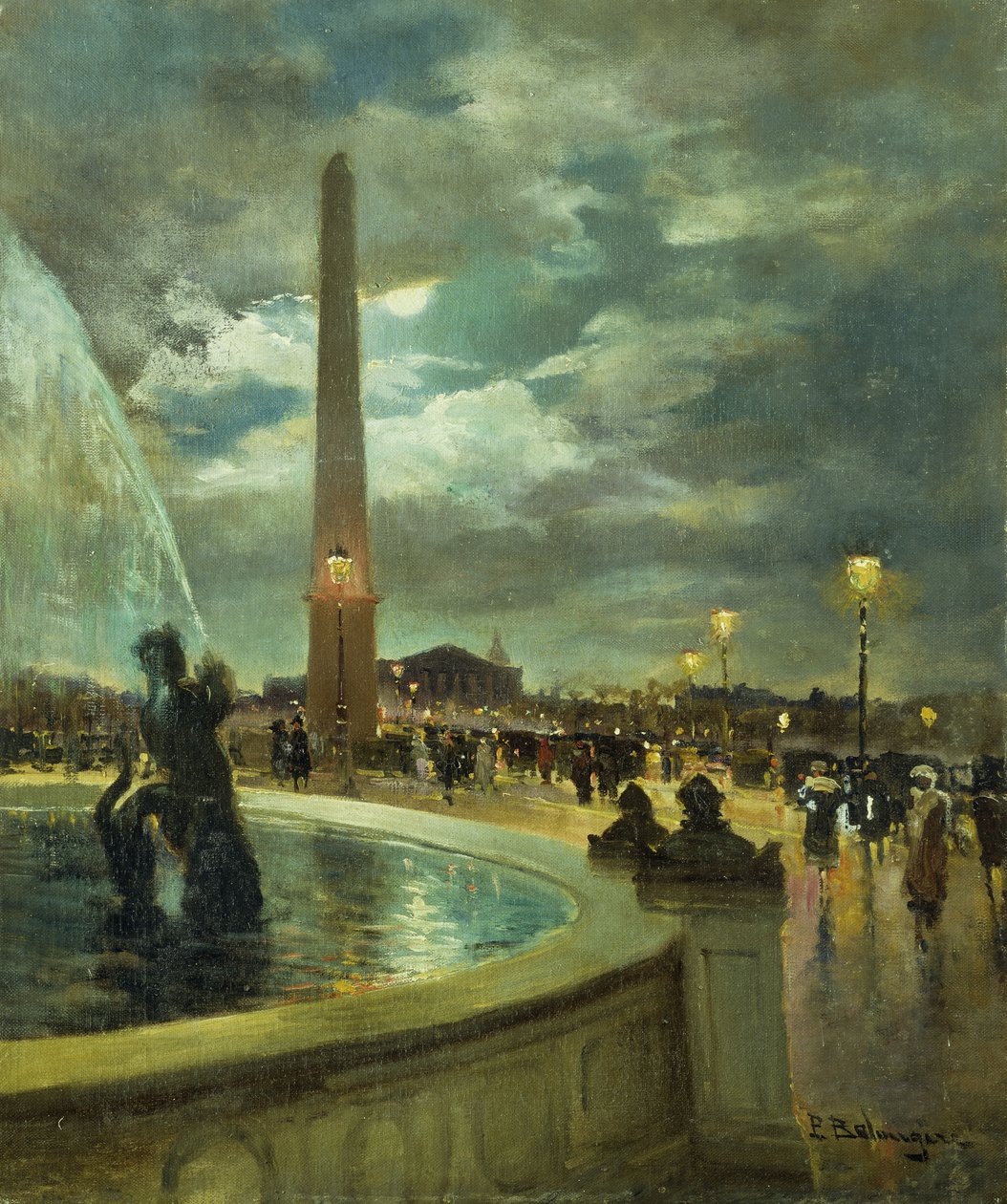 The Place de la Concorde (olja på pannå) av Paul Marcel Balmigere