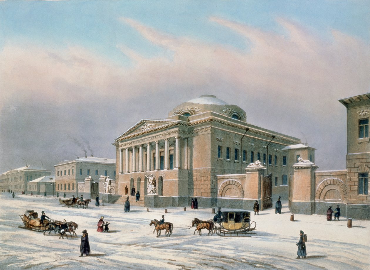 Tutorialrådets hus i Moskva, tryckt av Louis-Pierre-Alphonse Bichebois (1801-50), 1840-talet av Paul Marie Roussel